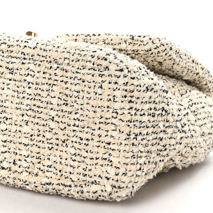 Chanel Tweed Quilted Large Chanel 19 Flap Ecru Black 10 of 11