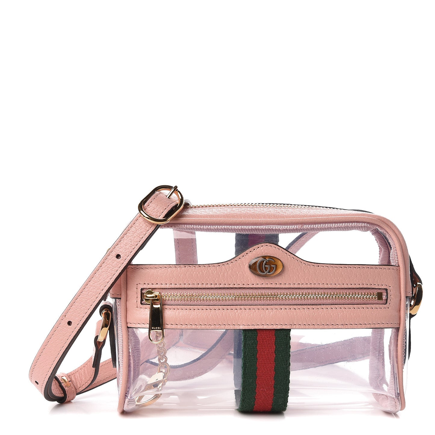 Vinyl Web Mini Ophidia Transparent Shoulder Bag Perfect Pink