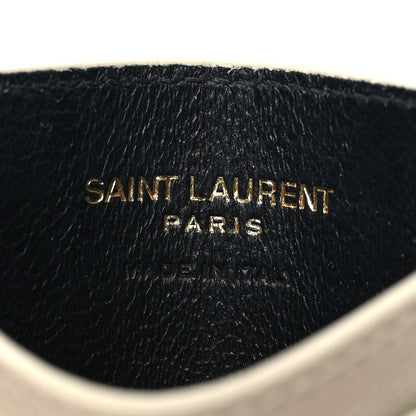 Saint Laurent Grain De Poudre Matelasse Chevron Monogram Credit Card Case Crema Soft 6 of 9