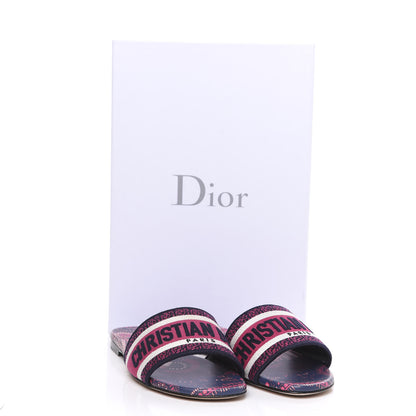 Christian Dior Canvas Embroidered Animals Dway Mules Slide Sandals 37 Deep Blue Fuchsia 9 of 9