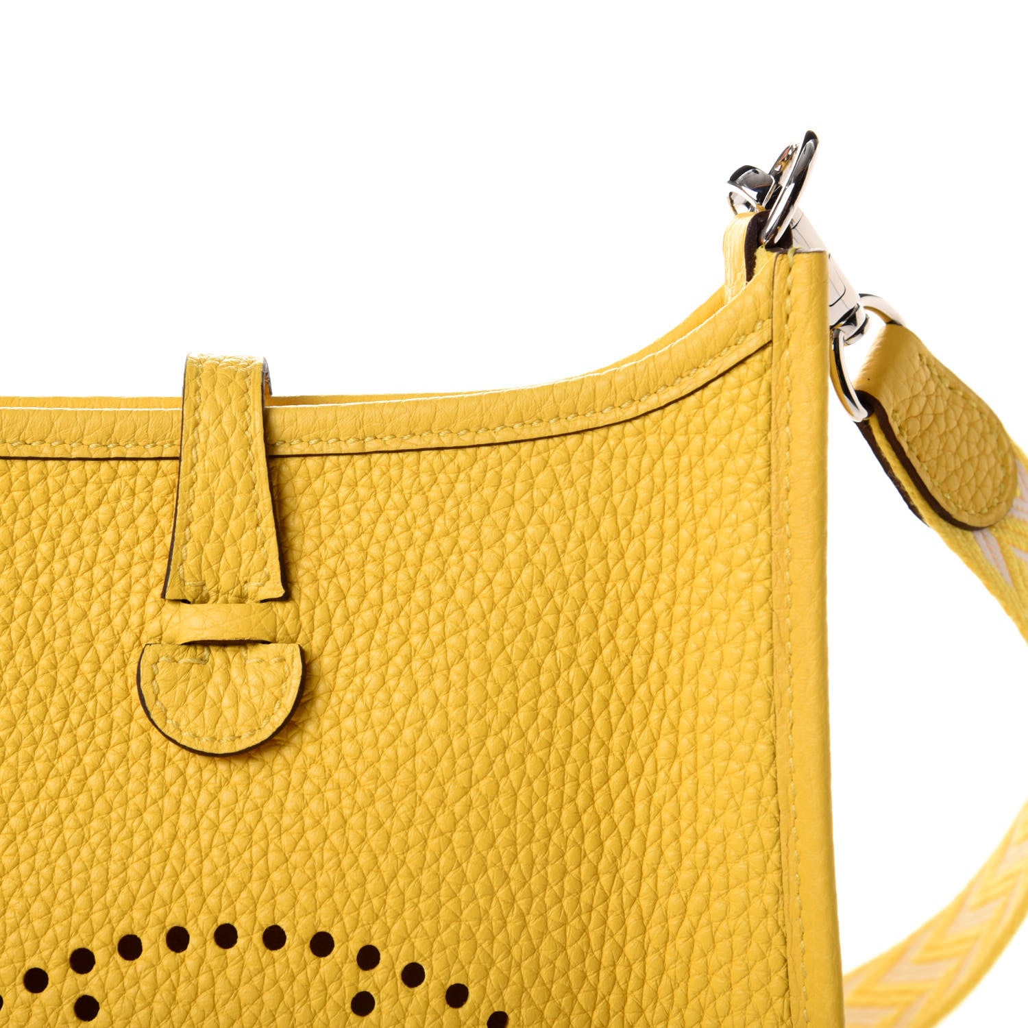 Hermes Taurillon Clemence Amazone Evelyne TPM Jaune De Naples White 8 of 9