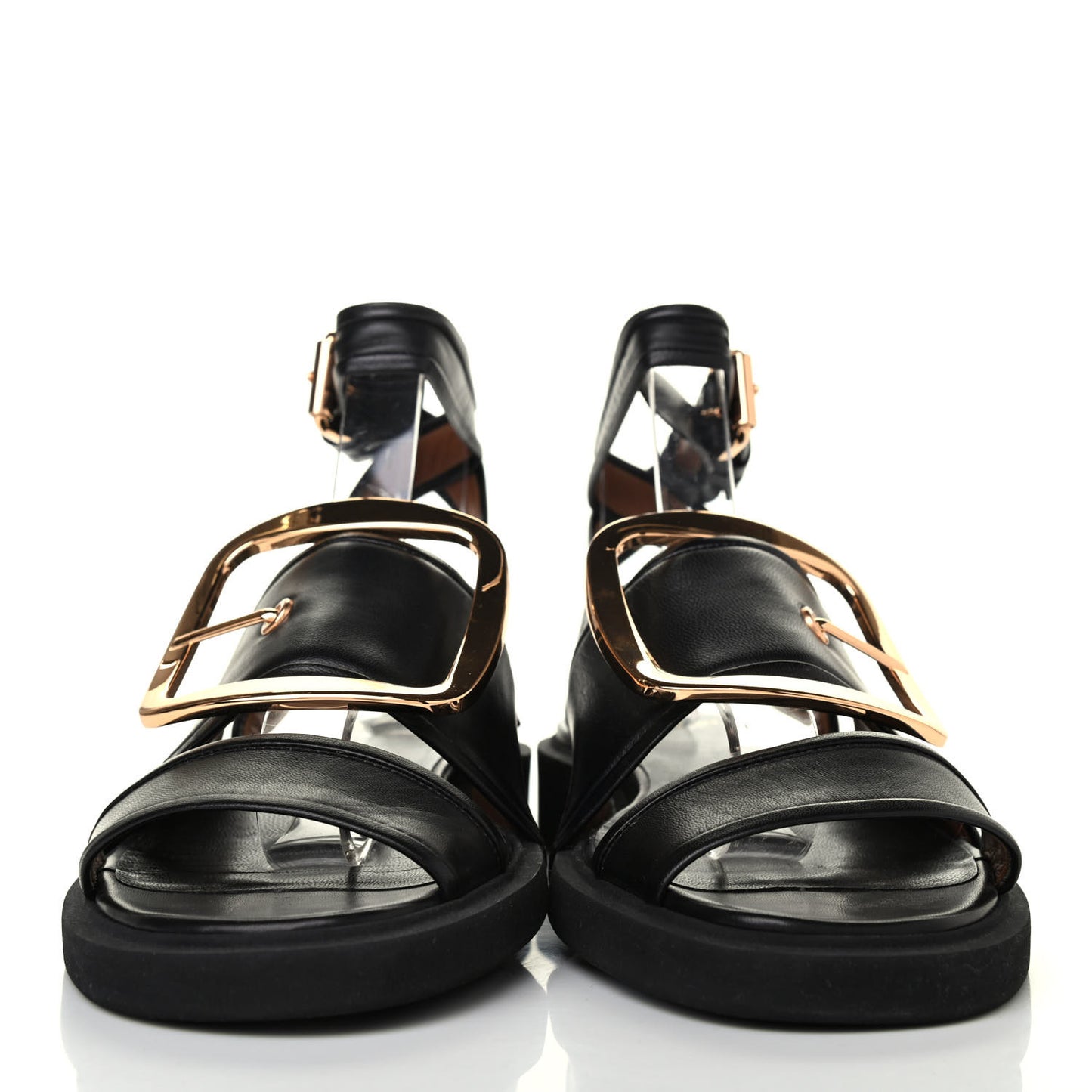 Nappa Buckle-Strap Sandals 35 Black