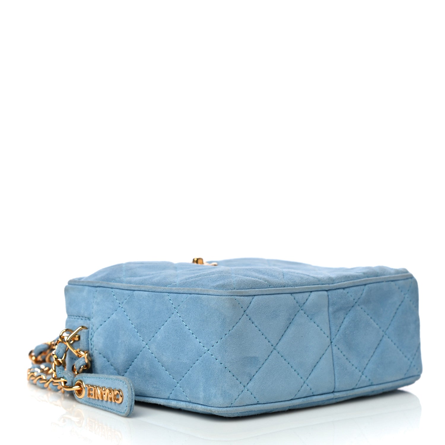 Chanel Suede Quilted Shoulder Bag Light Blue 3 of 20