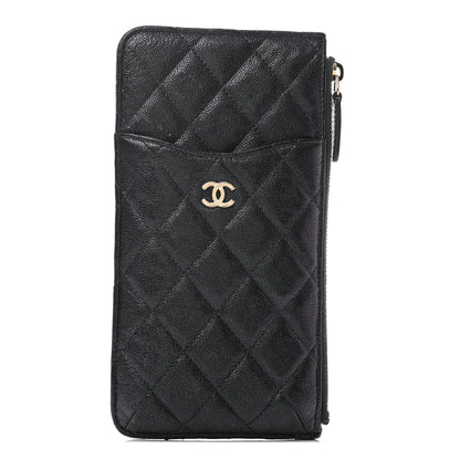 Chanel Iridescent Caviar Quilted Classic Flat Wallet Pouch Black 1 of 7