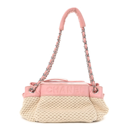 Chanel Canvas Woven Lambskin Lax Accordion Hobo Pink 1 of 9