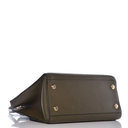 Louis Vuitton Calfskin City Steamer MM Kaki Black 4 of 14