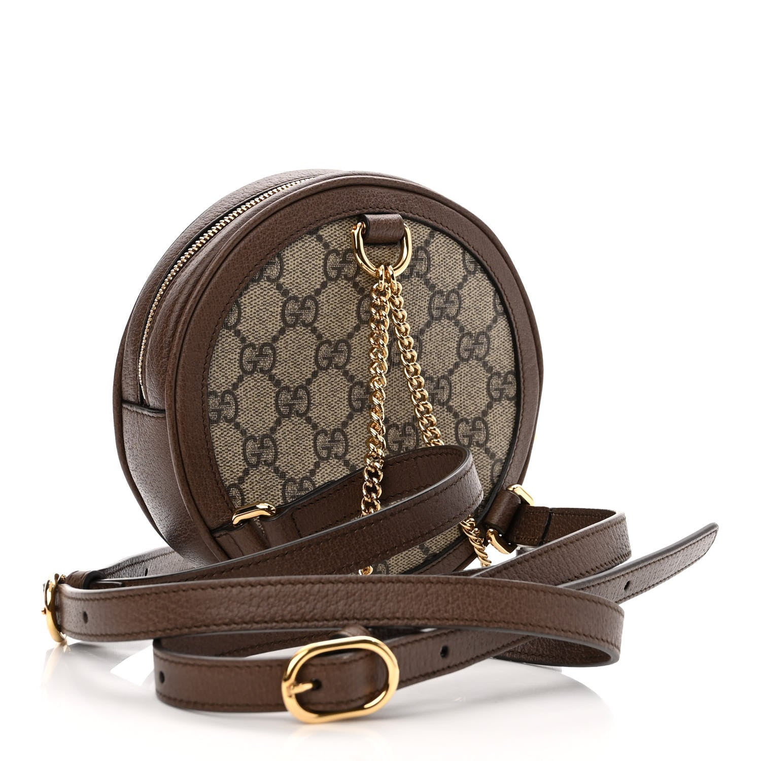 Gucci GG Supreme Monogram Web Mini Ophidia Round Backpack Brown 3 of 10