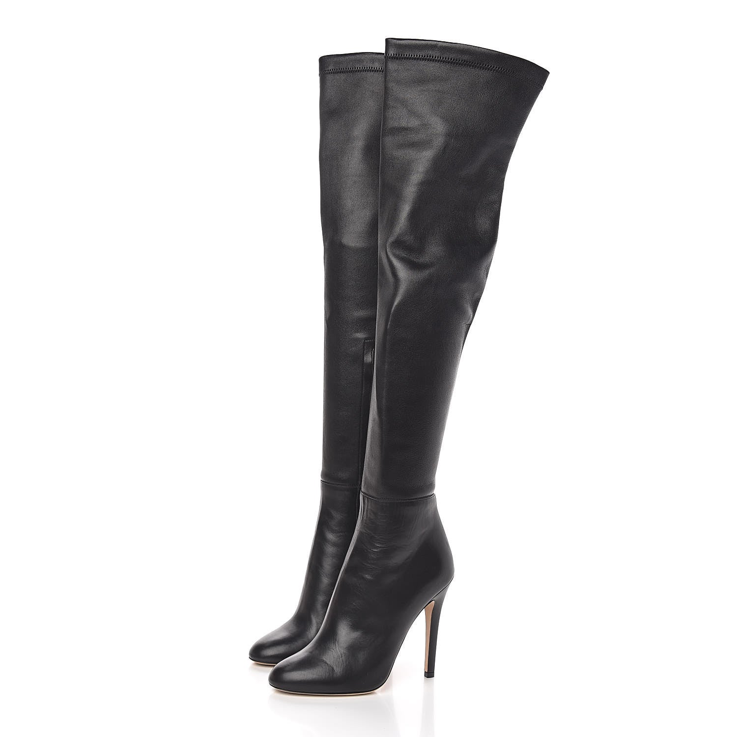 Jimmy Choo Calfskin Stretch Nappa Turner Knee High Boots 36.5 Black 3 of 9