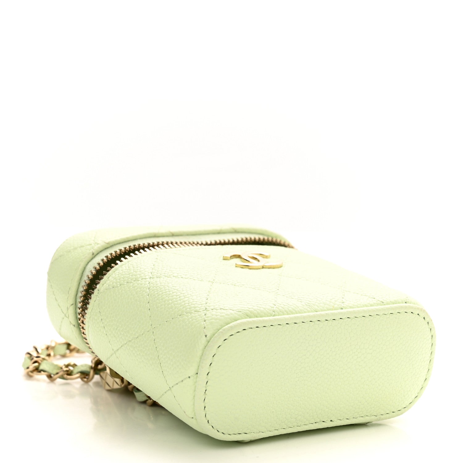 Chanel Caviar Quilted Small Handle With Care Vanity Case With Chain Light Green 4 of 11