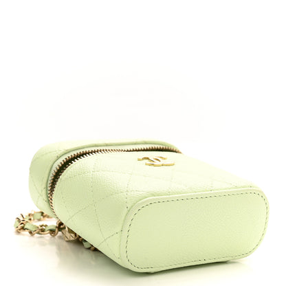 Chanel Caviar Quilted Small Handle With Care Vanity Case With Chain Light Green 4 of 11