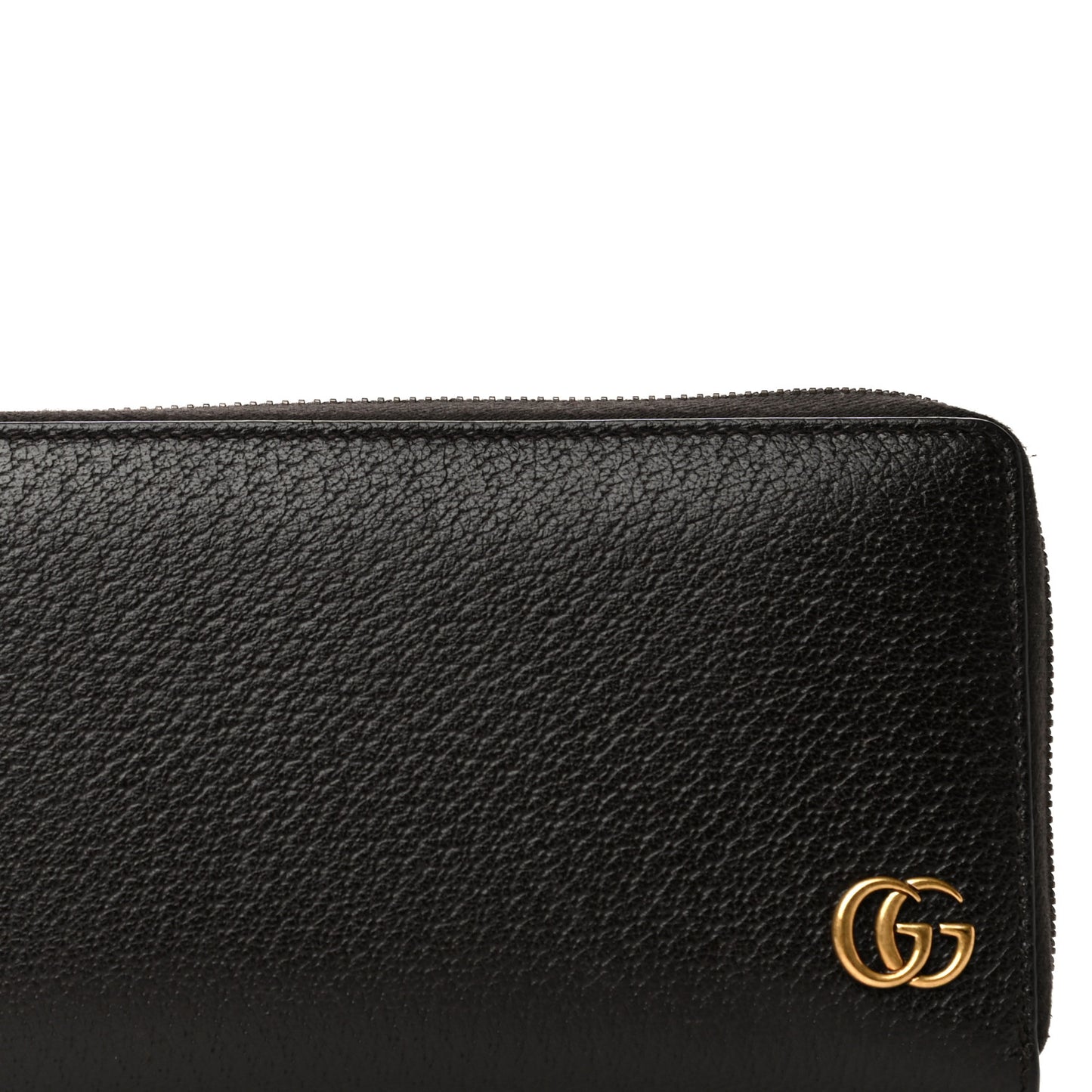 Dollar Calfskin Boar Effect GG Marmont Zip Around Wallet Dark Cocoa