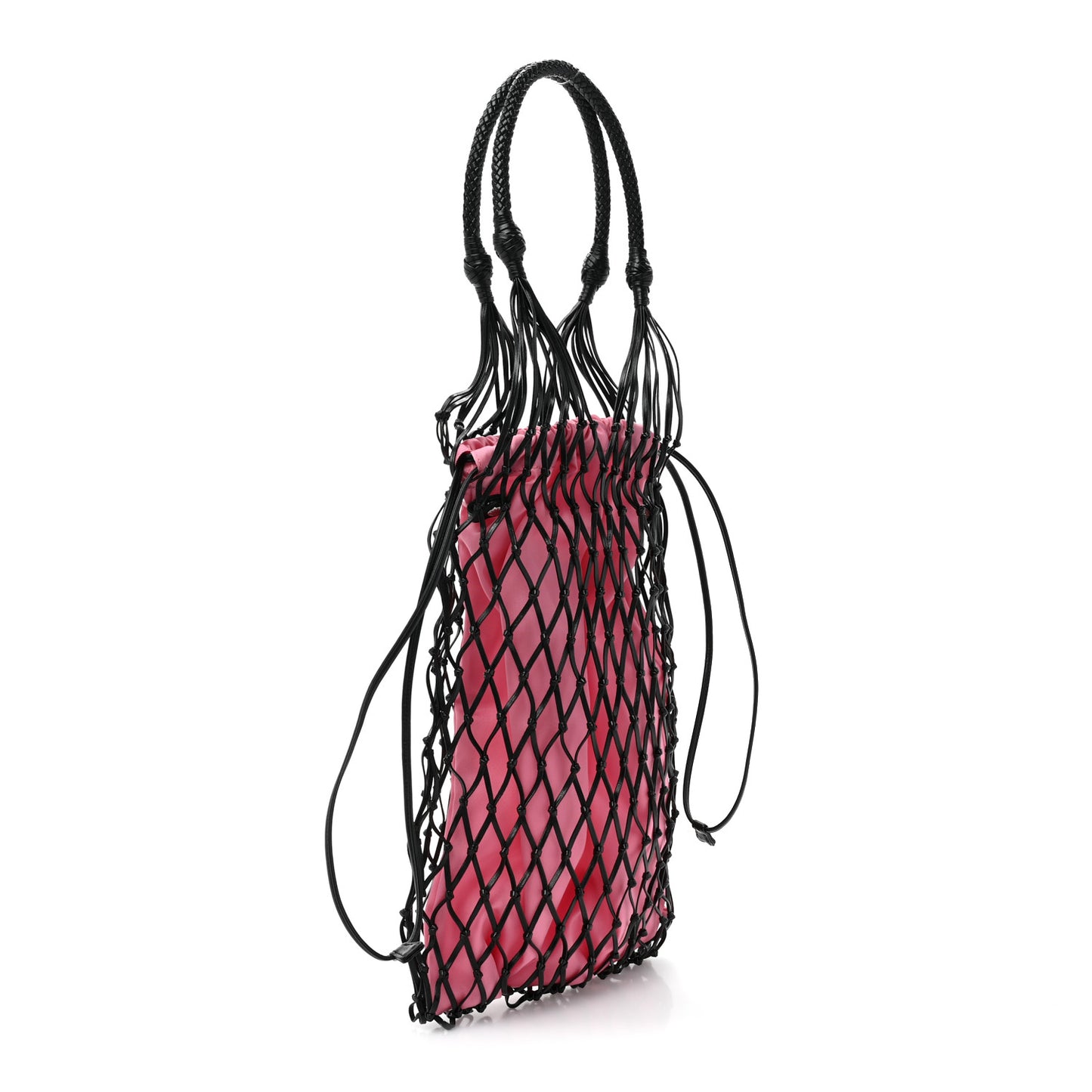 Satin Net Bucket Bag Fuxia Black
