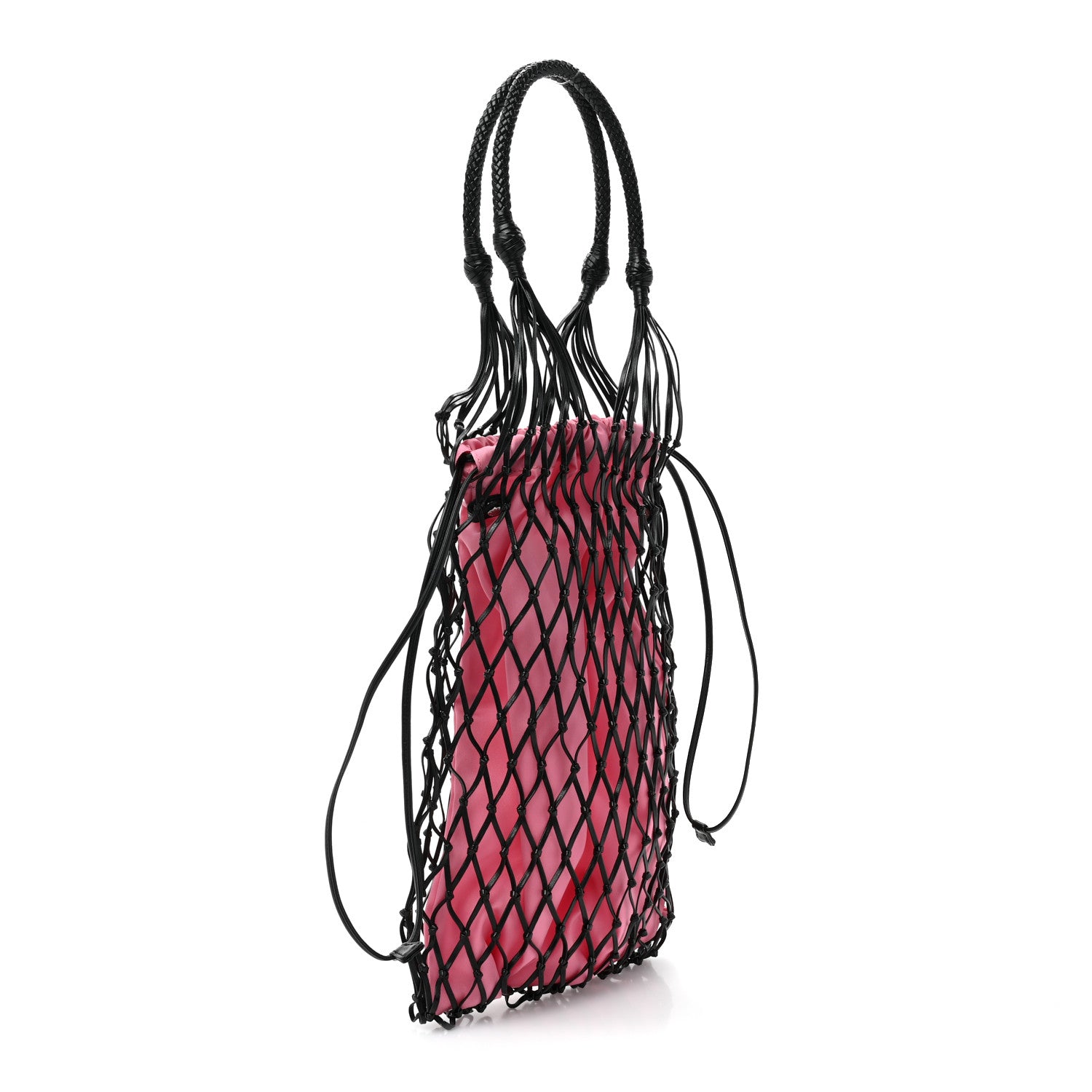 Prada Satin Net Bucket Bag Fuxia Black 3 of 8