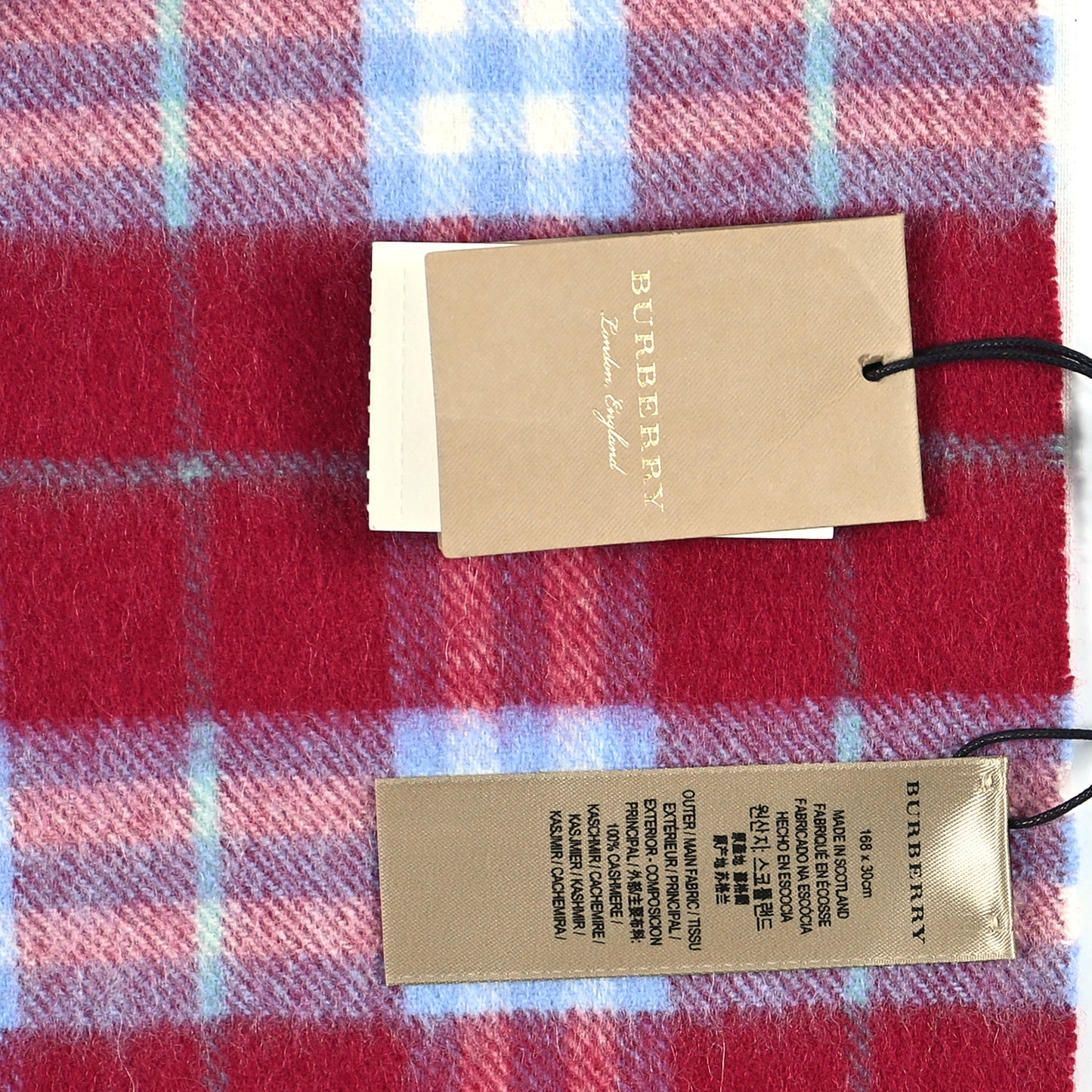 Cashmere Vintage Check Scarf Damson Pink