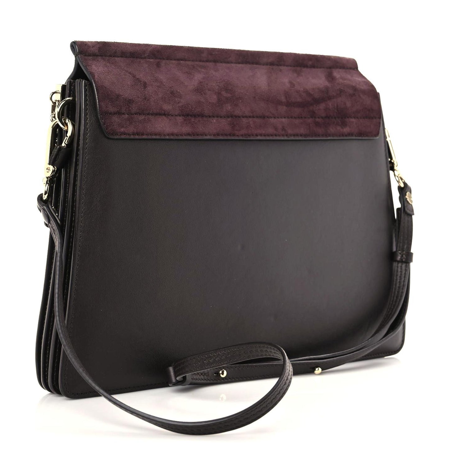 Calfskin Suede Medium Faye Shoulder Bag Dark Purple