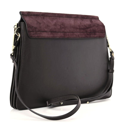 Chloe Calfskin Suede Medium Faye Shoulder Bag Dark Purple 3 of 14
