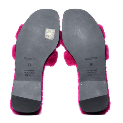Hermes Woolskin Oran Sandals 36 Rose Fuchsia 5 of 6