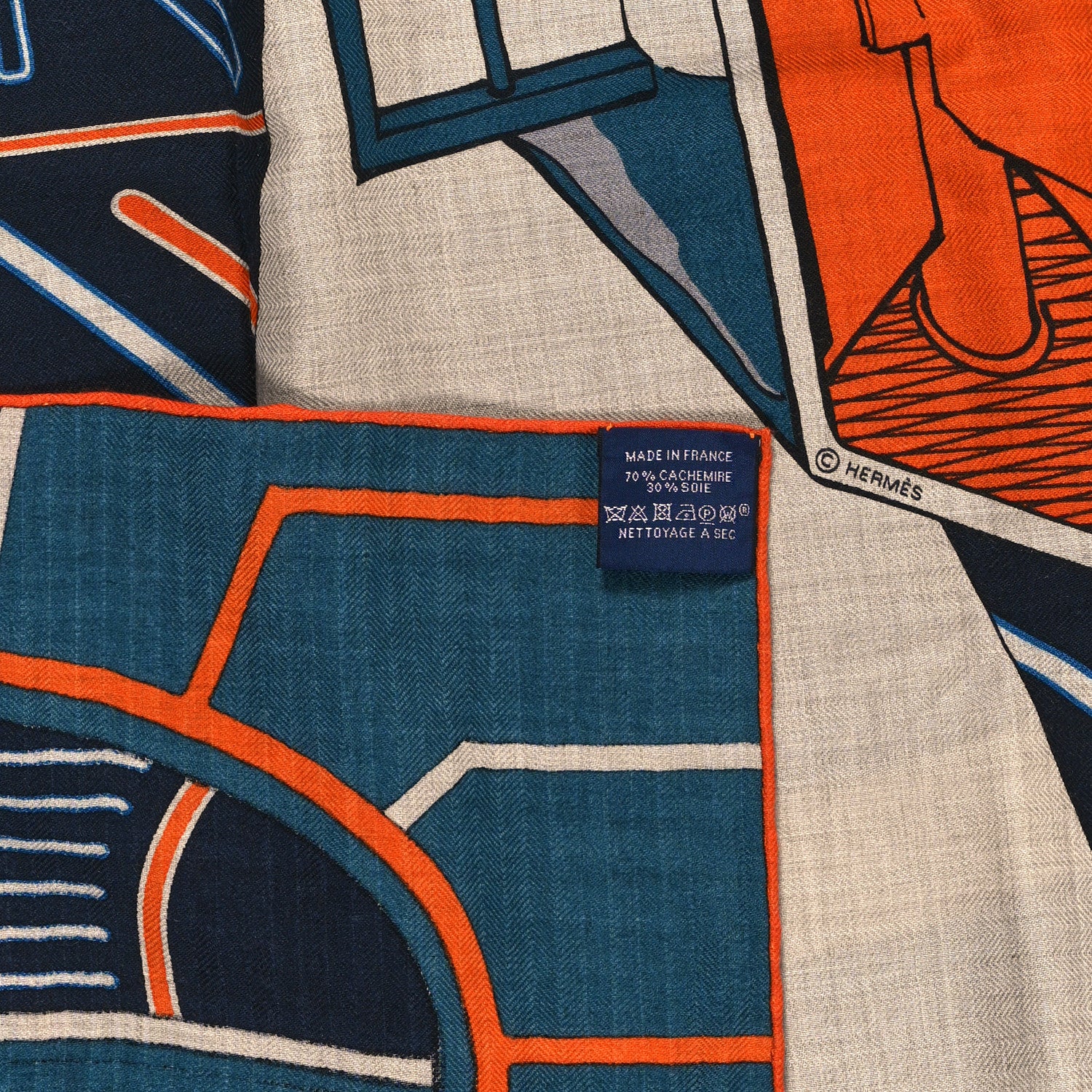 Hermes Silk Cashmere Mysterious Rider Shawl 140 3 of 3