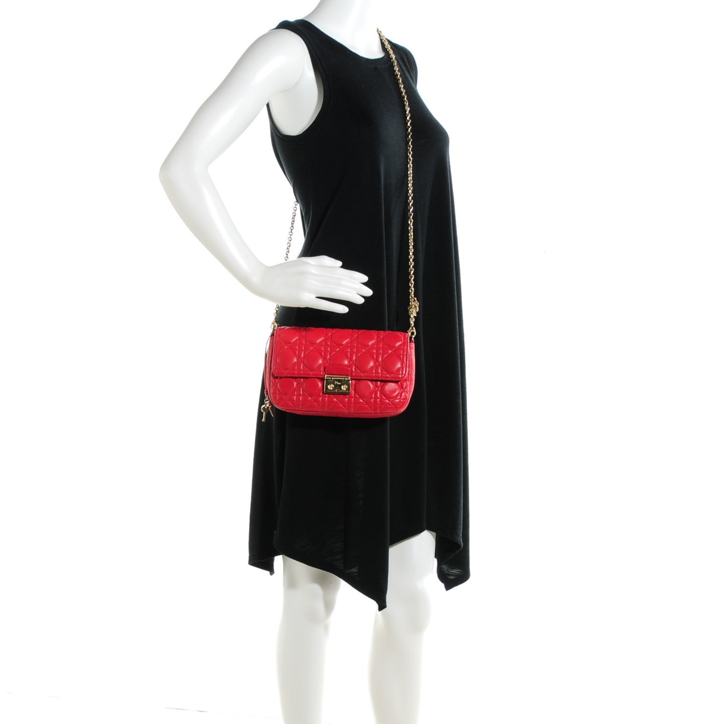 Lambskin Cannage Miss Dior Promenade Pouch Red