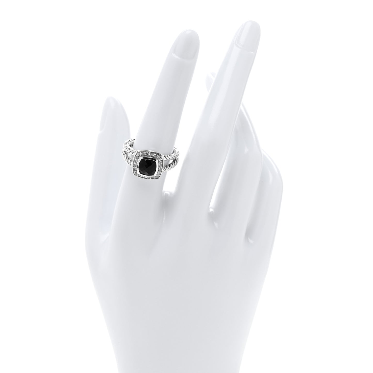 Sterling Silver Diamond Black Onyx 7mm Petite Albion Ring 54 7