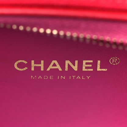Chanel Jersey Quilted Small CC Filigree Vanity Case Pink Red Orange 5 of 14