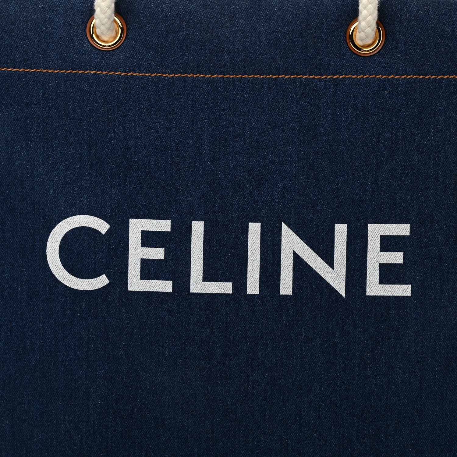 Celine Denim Horizontal Cabas Navy Tan 7 of 9