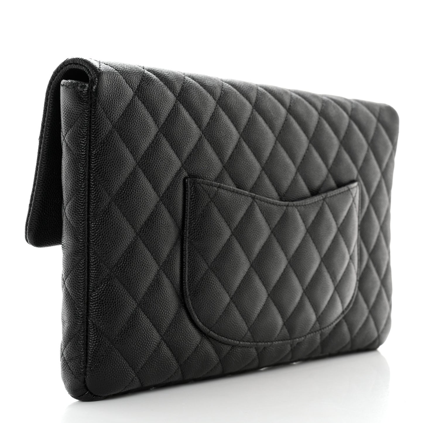 Caviar Quilted Flap Clutch Black