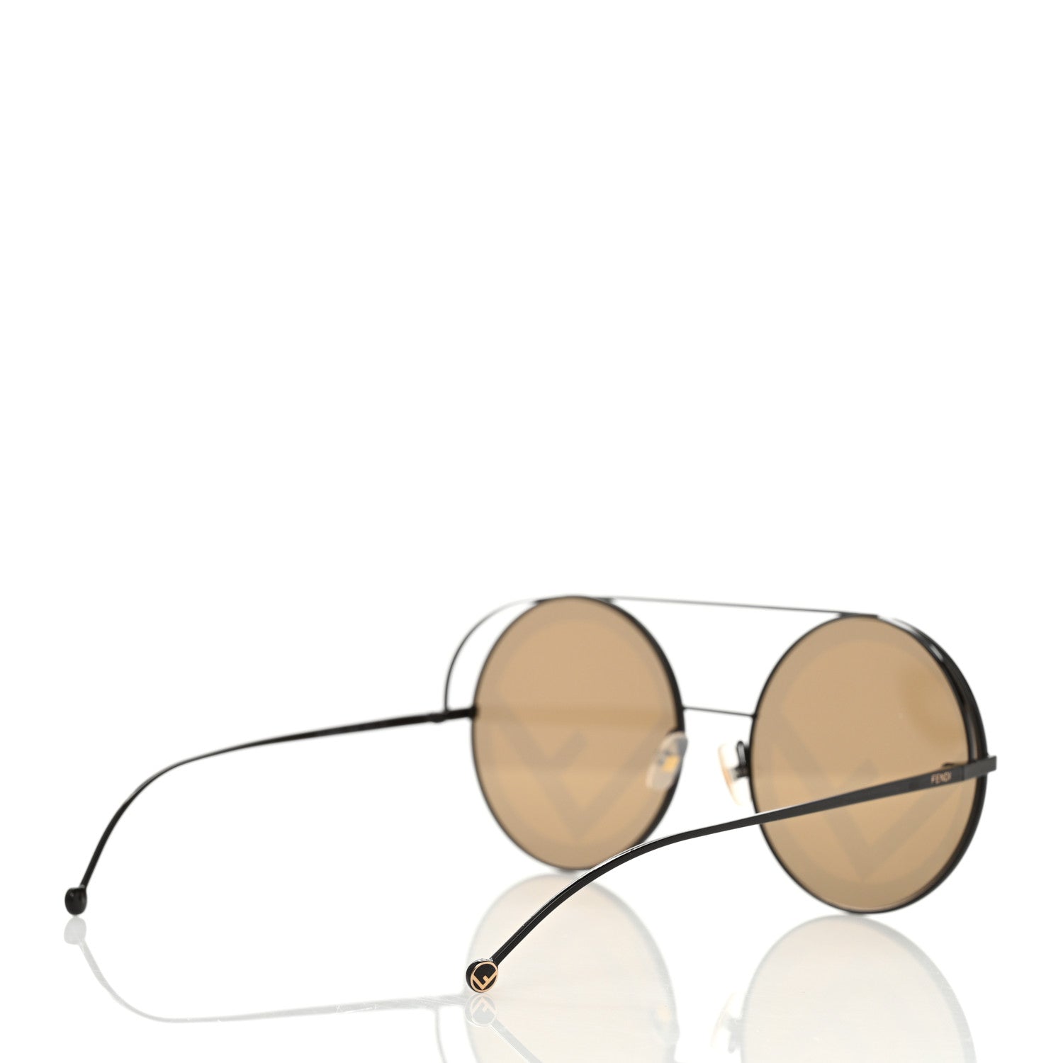 Fendi Metal F is Fendi Printed Run Away Round Frame Sunglasses FF 0285/S Black 4 of 8