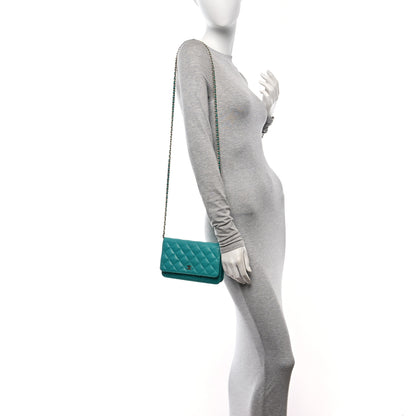 Chanel Caviar Quilted Wallet On Chain WOC Turquoise 2 of 19