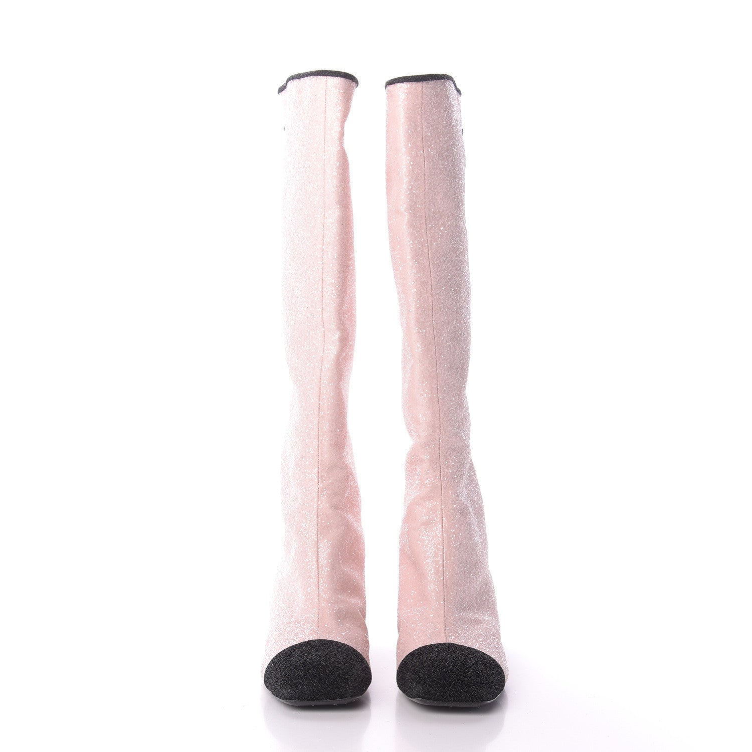 Chanel Glitter Calfskin Cap Toe Fantasy High Boots 39 Pink Black 2 of 7