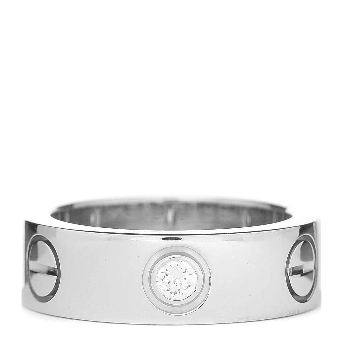 18K White Gold 3 Diamond 5.5mm LOVE Ring 46 3.75