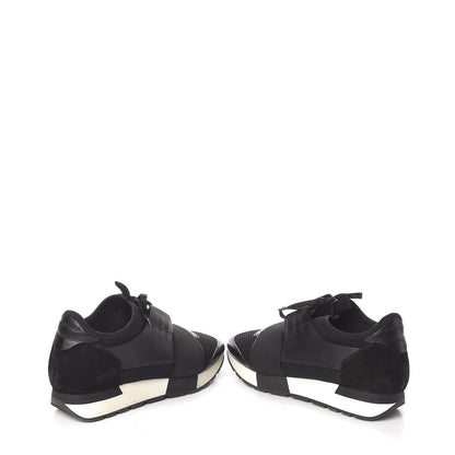 Balenciaga Mesh Calfskin Neoprene Suede Womens Race Runner Sneakers 38 Black 6 of 12