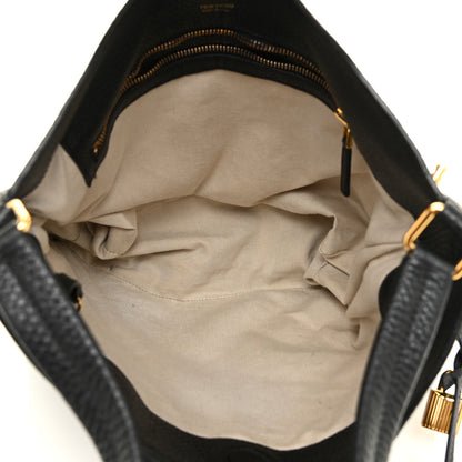 Tom Ford Pebbled Calfskin Small Alix Padlock Zip Hobo Bag Black 6 of 11