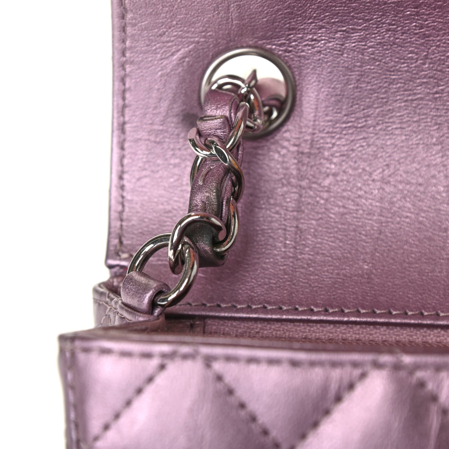 Chanel Metallic Calfskin Quilted Mini Rectangular Flap Pink 4 of 4