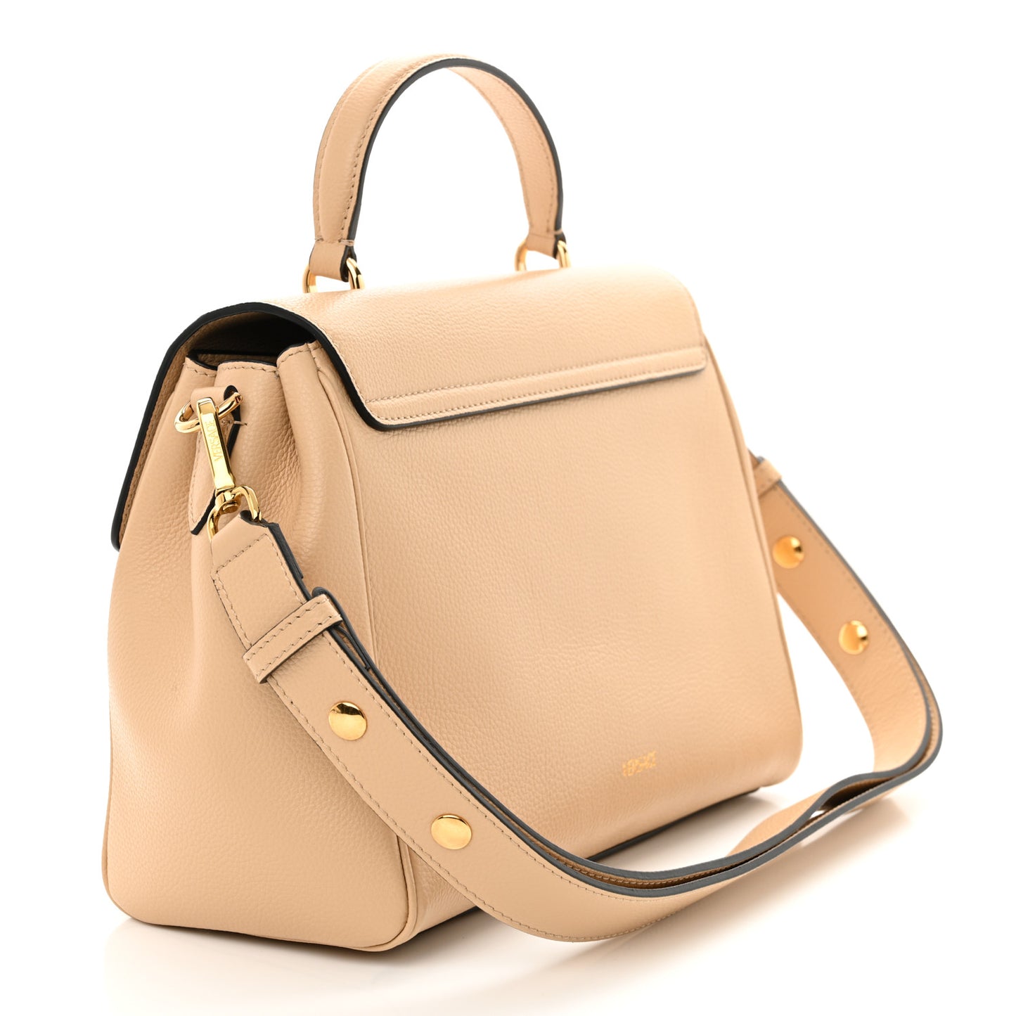 Grainy Calfskin Virtus Top Handle Bag Beige