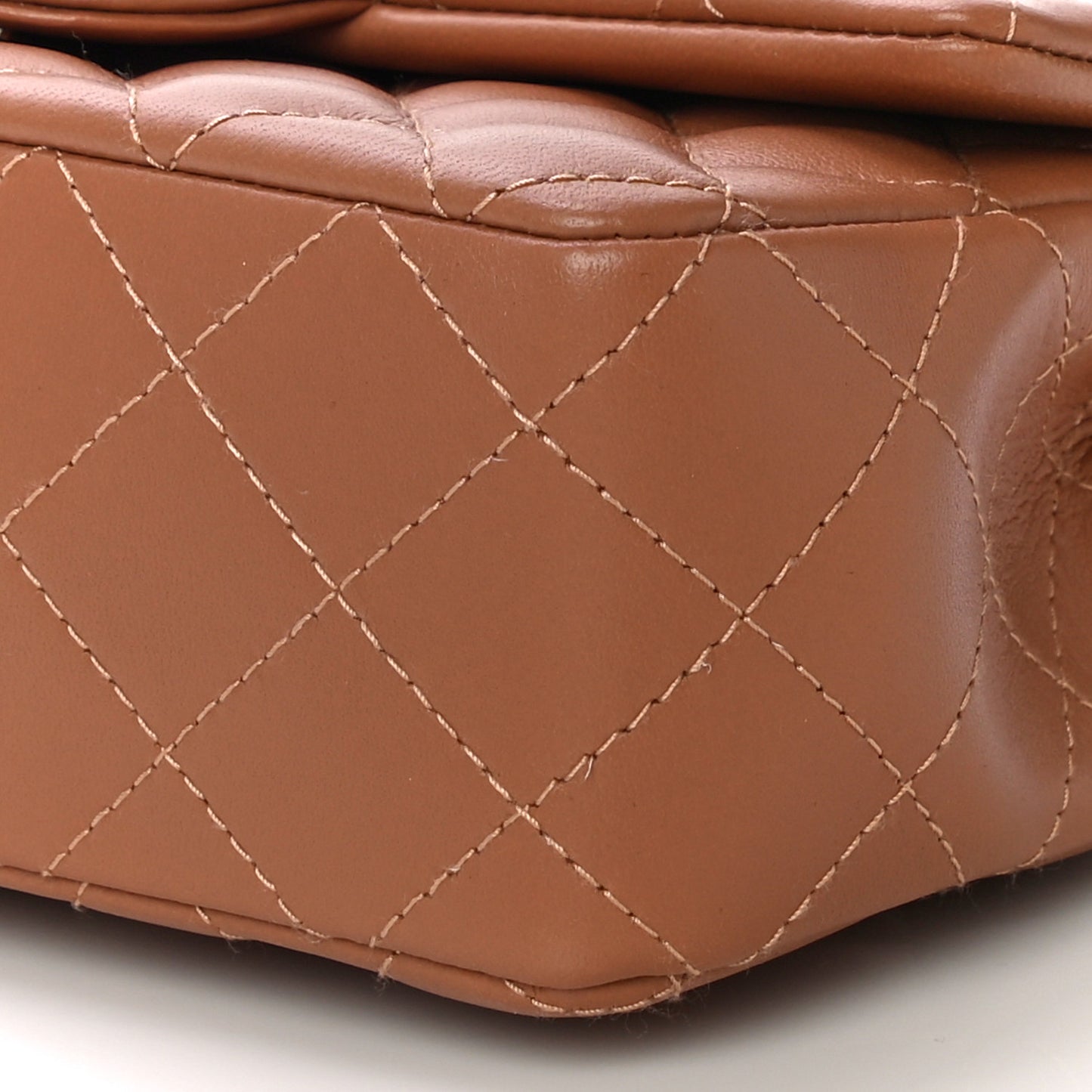 Lambskin Quilted Mini Rectangular Flap Brown