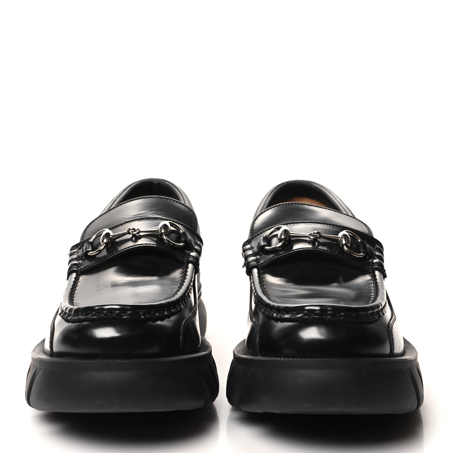 Gucci Magnum Calfskin Nappa Samoa Mens Horsebit Platform Lug Sole Loafers 11 Black 2 of 9