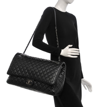 Chanel Calfskin Quilted XXL Travel Flap Bag Black 2 of 7