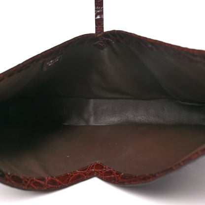 Givenchy Calfskin Crocodile Embossed Large Cut Out Shoulder Bag Brown 5 of 10