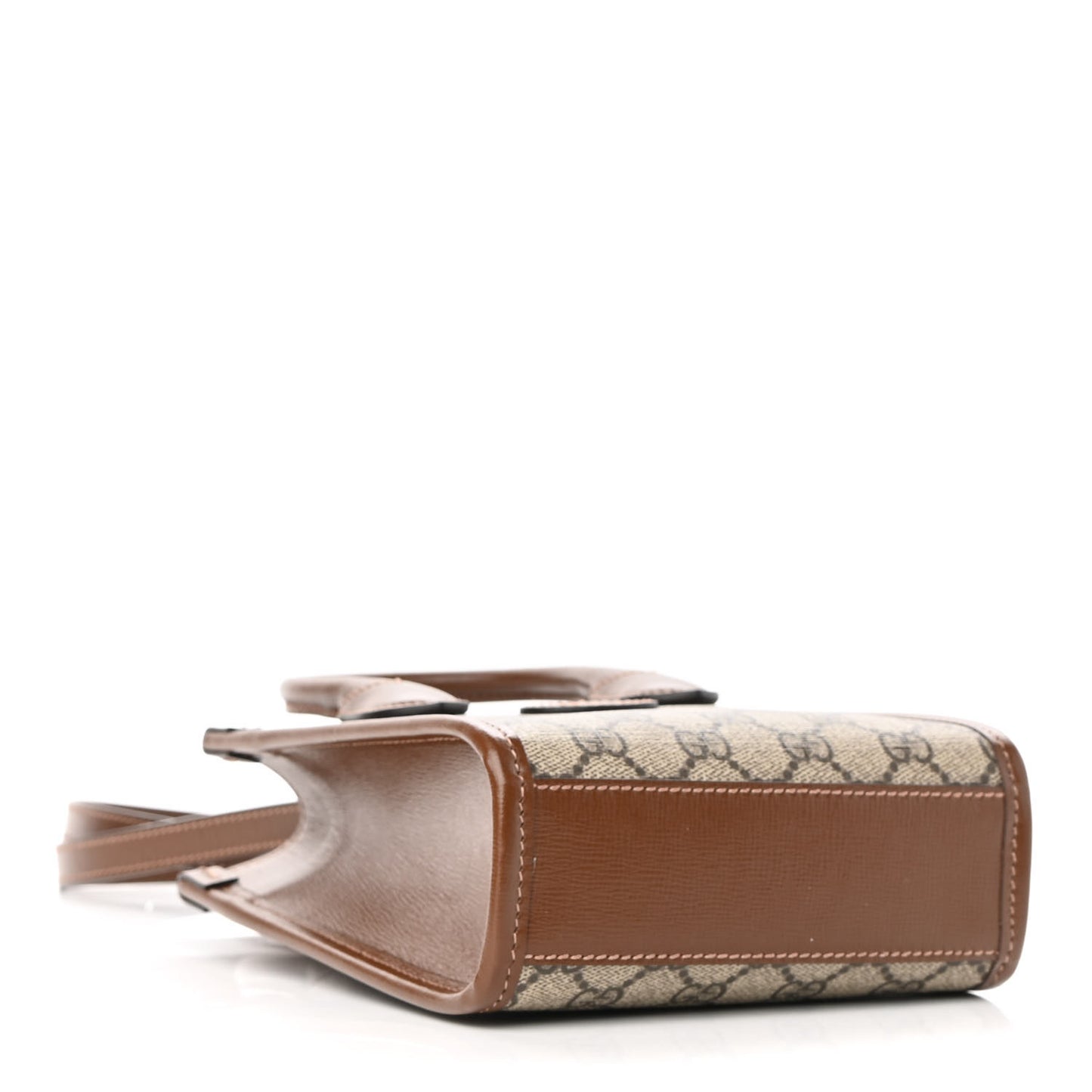 GG Supreme Monogram Azalea Calfskin Mini Retro Interlocking G Tote Bag Beige Ebony Brown Sugar