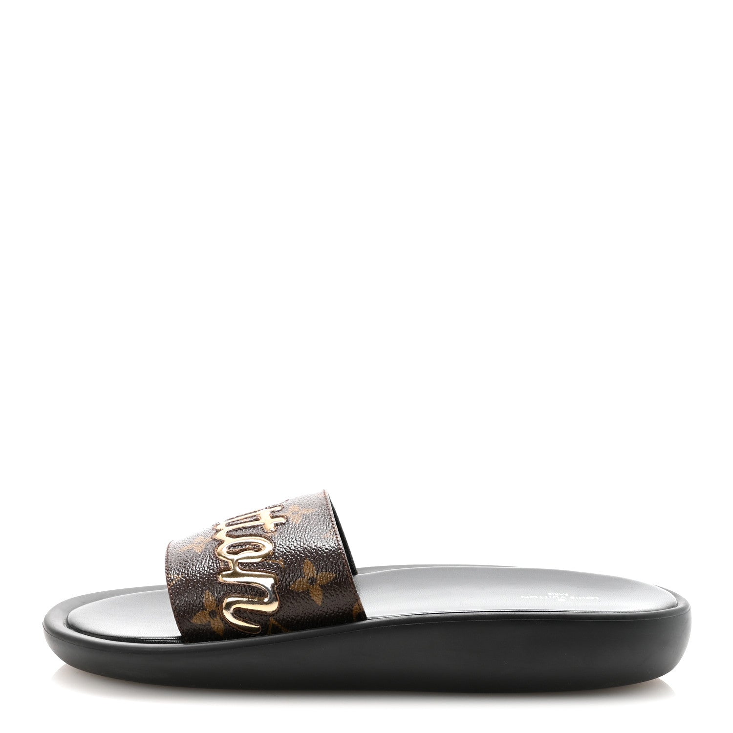 Louis Vuitton Metallic Calfskin Monogram Logo Sunbath Slide Sandals 40 1 of 9