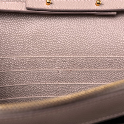 Saint Laurent Grain De Poudre Matelasse Chevron Monogram Chain Wallet Marble Pink 7 of 14