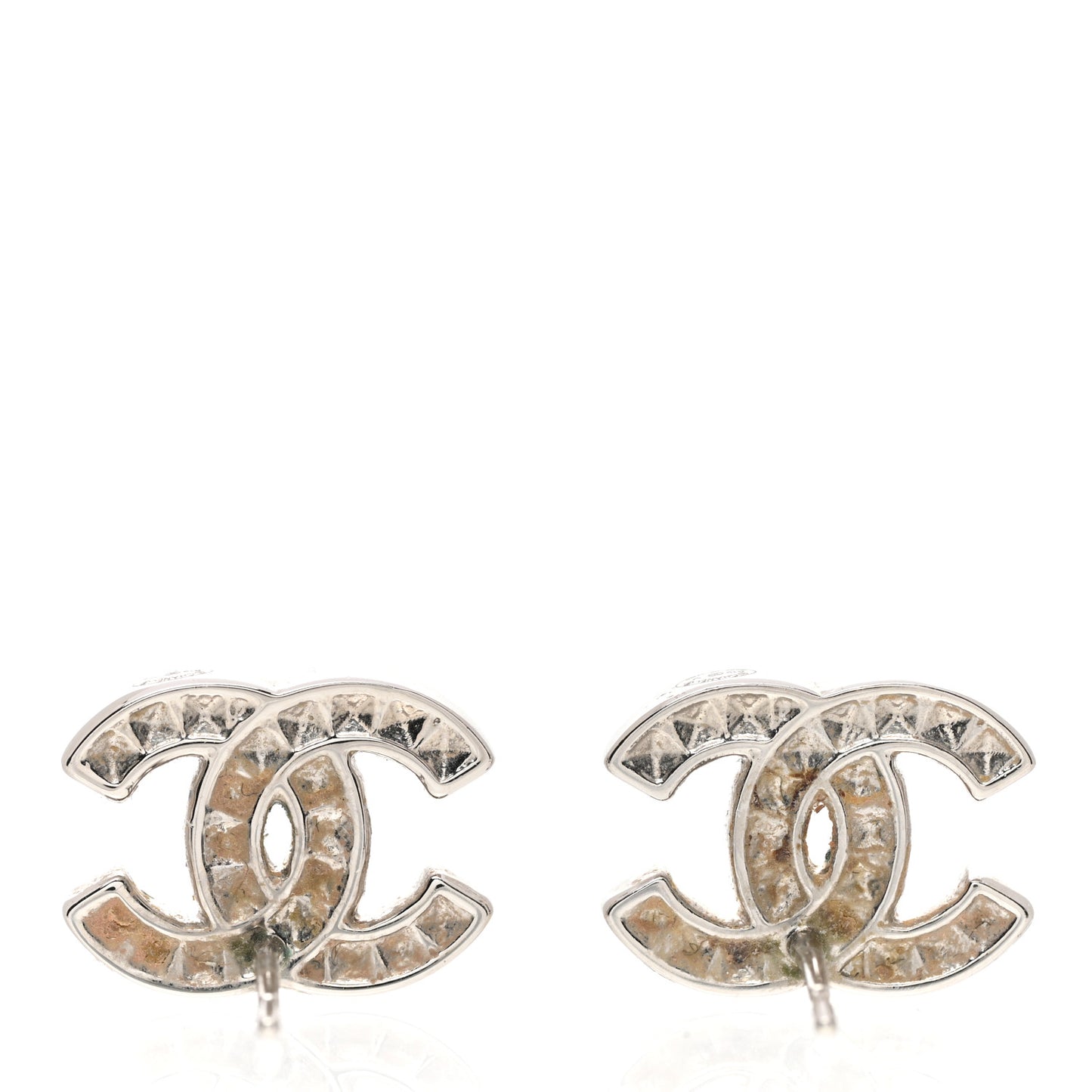 Baguette Crystal CC Earrings Silver Grey