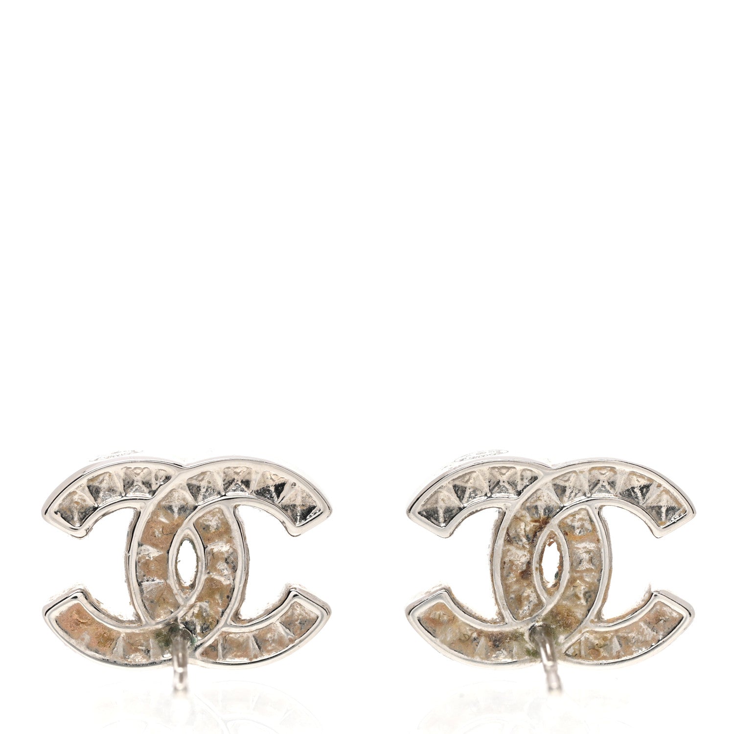 Chanel Baguette Crystal CC Earrings Silver Grey 5 of 6