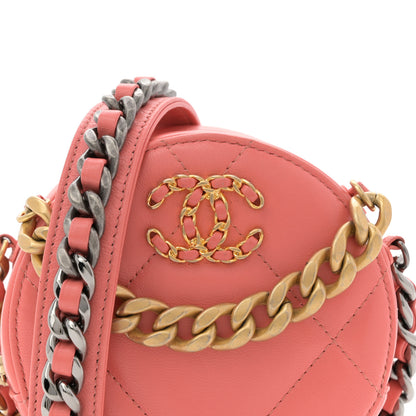 Chanel Lambskin Quilted Chanel 19 Round Clutch With Chain Pink 8 of 12
