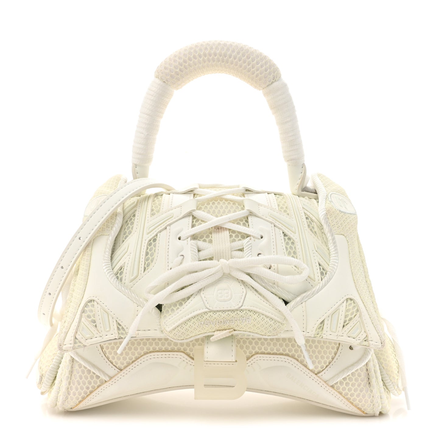 Faux Calfskin Fabric Glow In The Dark Small Sneakerhead Top Handle Bag White