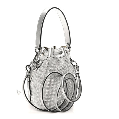 Fendi Crystal Vitello Laminato FF Mini Mon Tresor Bucket Bag Crystal Argento 3 of 11