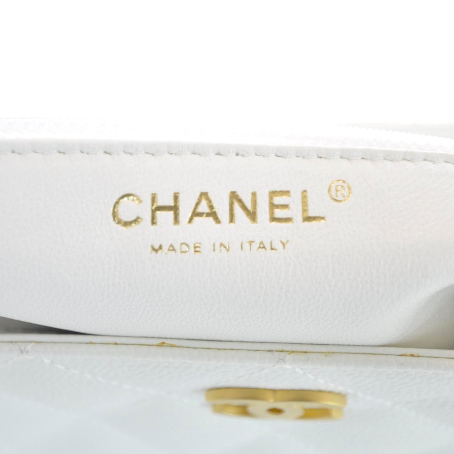 Caviar Quilted Wood Handle Tote White