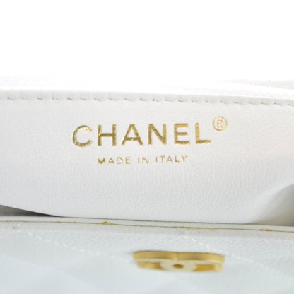 Chanel Caviar Quilted Wood Handle Tote White 8 of 9