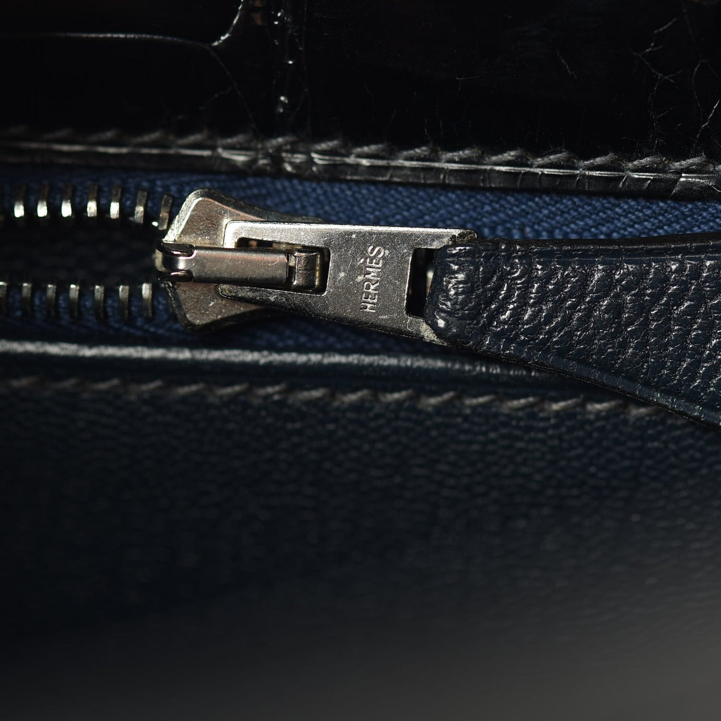 Shiny Niloticus Crocodile Kelly Sellier 28 Bleu Marine